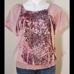 NWOT, Pink floral print blouse